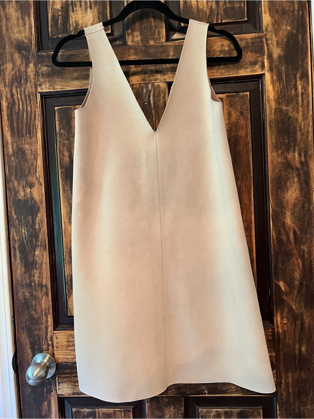 Zara Cream V-Neck Mini Shift Dress - Picture 2 of 3